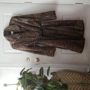 Calvin Klein Leopard Print Coat with Black Belt